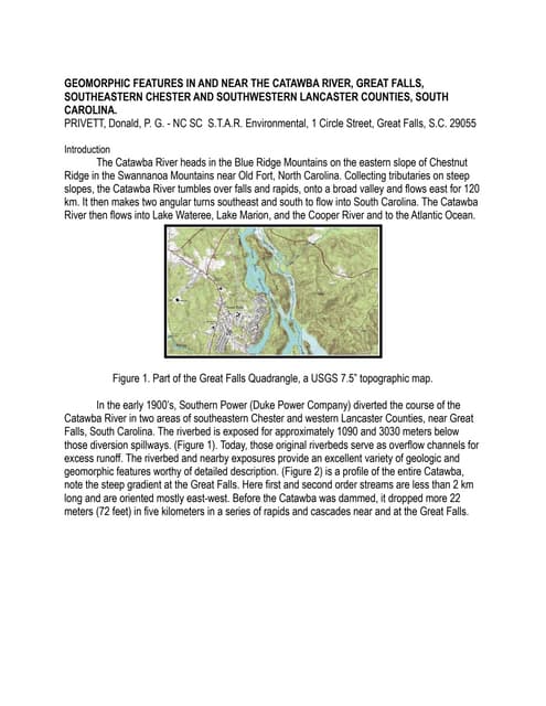 GEOMORPHIC FEATURES IN AND NEAR THE CATAWBA RIVER, GREAT FALLS, SOUTHEASTERN ...