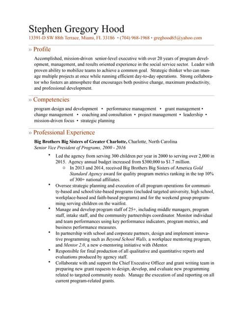 Resume Hood Updated 2016