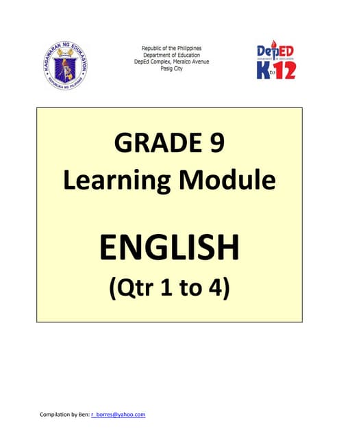 Grade 9 Learning Module in English - Complete