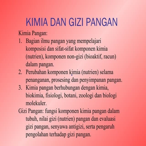 Kimia, Gizi, dan Pangan (TPHT)