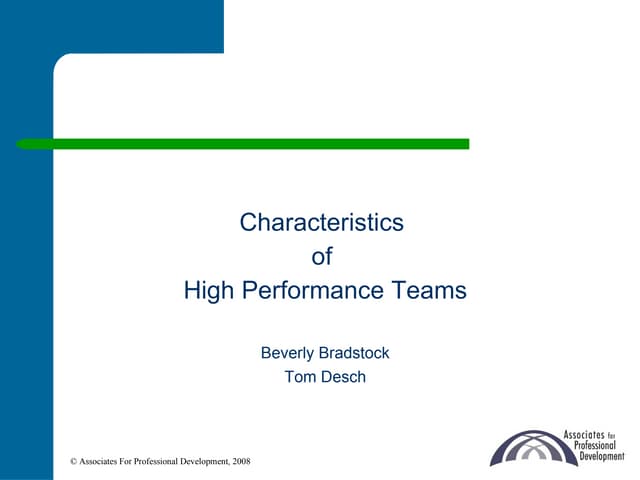 Characteristics Of High Performance Teams