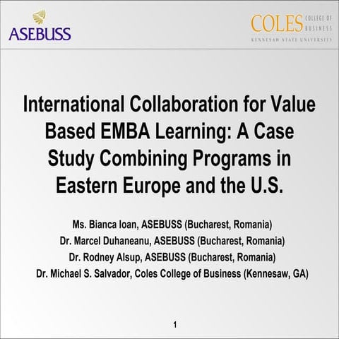 Emba Council Presentation   October 2008, Chicago