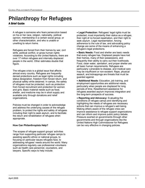 Global Philanthropy Partnership  Philanthropy For Refugees