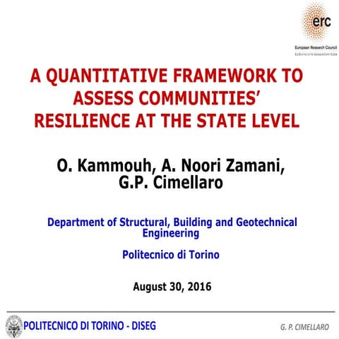 A Quantitative Framework to Assess Communities Resilience at the State Level,...