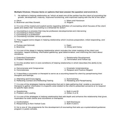 A1 and a2 (test questions)