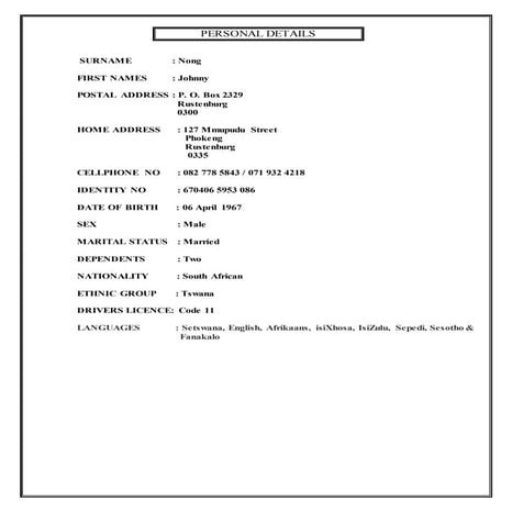 JM Nong's CV