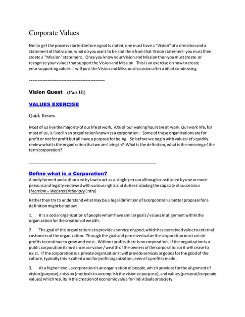 Corporate Values