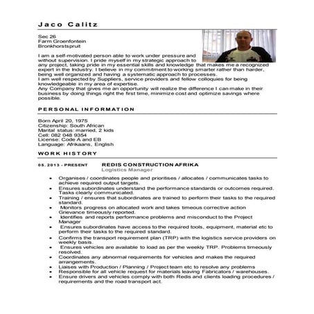 Jaco Calitz Resume