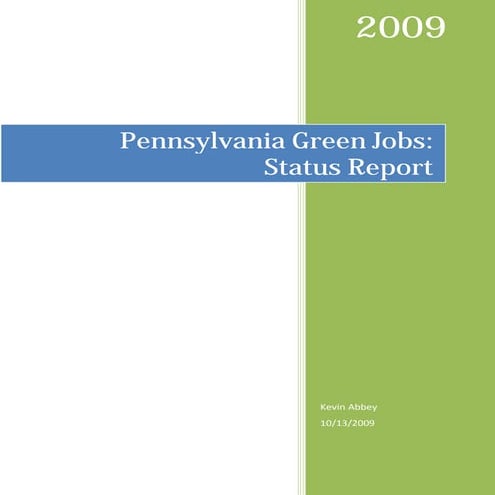 Abbey Exec Summary, Pa Green Jobs Status Report