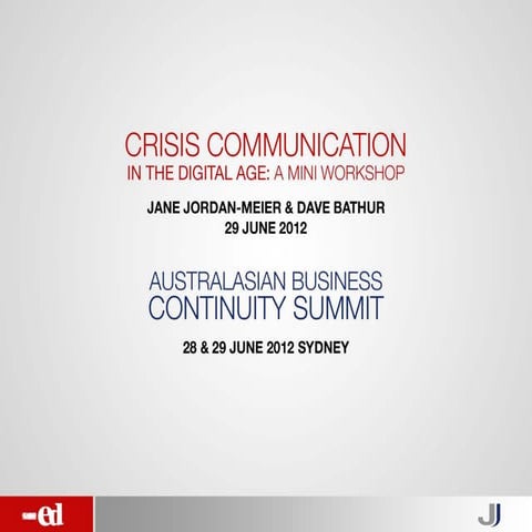 Crisis Communication in the Digital Age: A Mini workshop