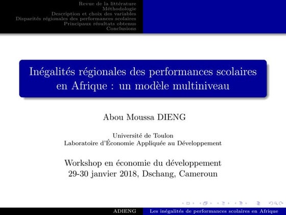 [Workshop en économie de développement:"Pertinence des politiques publiques d...