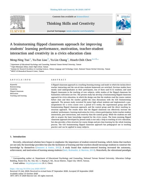 A brainstorming flipped classroom approach for improving