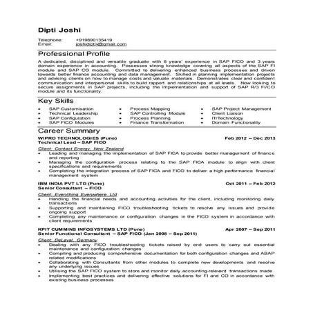 Dipti Joshi CV -SAP FICO