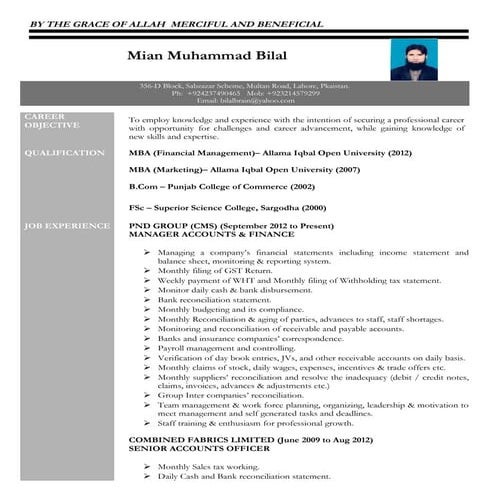 Muhammad Bilal's CV Updated