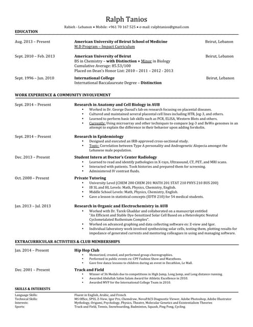 Ralph Tanios MUSC CV