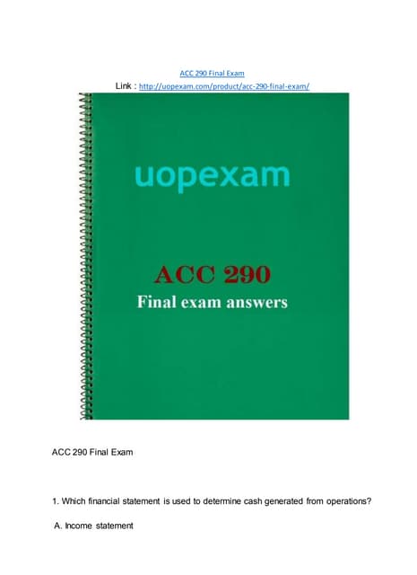 ACC 290 Final Exam 2015 version