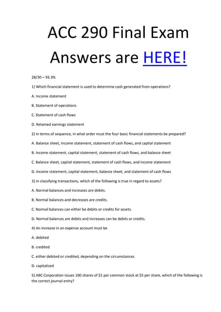 Acc 290 final exam answers are here