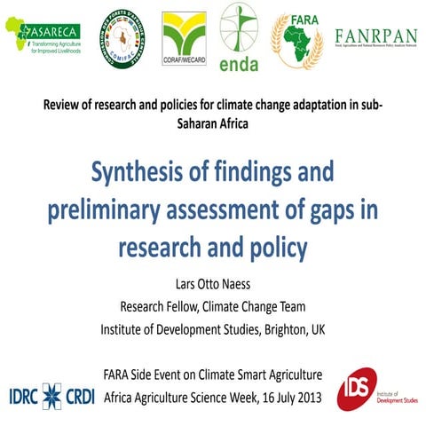 Review of research and policies for climate change adaptation in sub-Saharan ...