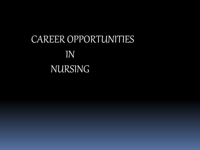 career opportunities in nursing 