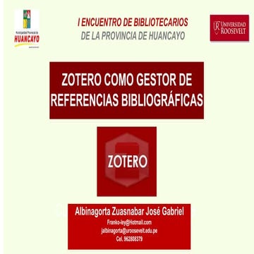ZOTERO COMO GESTOR DE REFERENCIAS BIBLIOGRÁFICAS