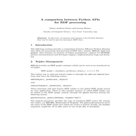A Comparison Between Python APIs For RDF Processing