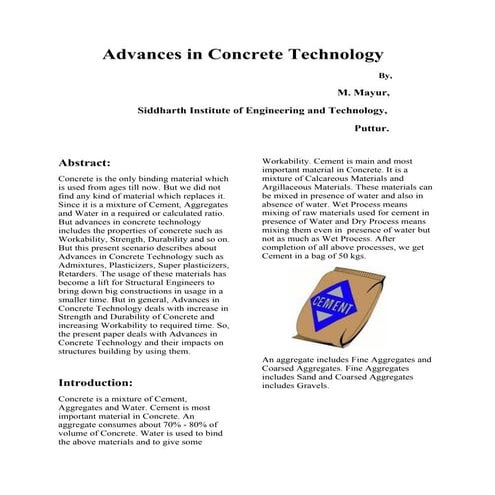 Advances in Concrete Technology