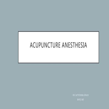 Acupuncture anaesthesia 