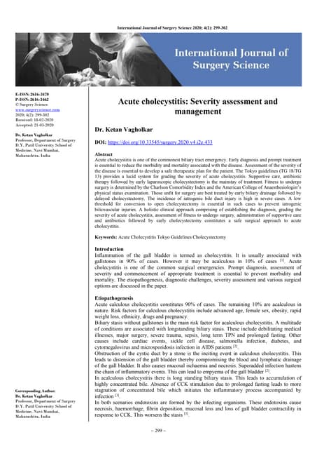 Acute cholecystitis:Severity assessment and management