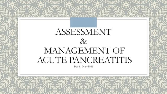 Acute pancreatitis