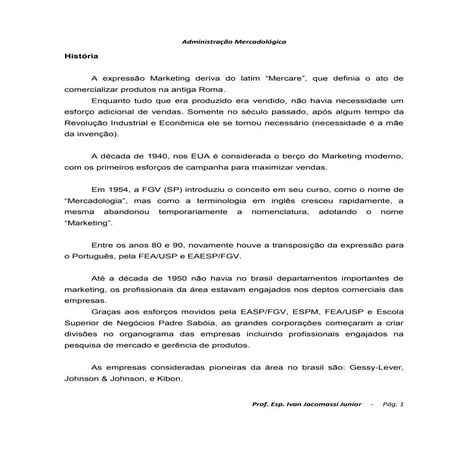 Administração mercadológica   aula 01 - história e conceito