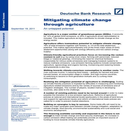 Mitigating Global Warming through Agriculture: An Untapped Potential  