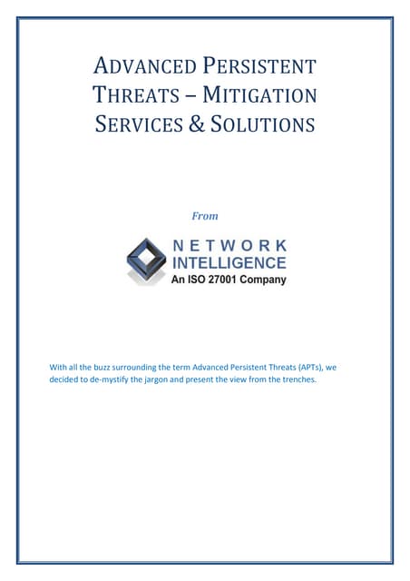 Advanced persistent threats(APT)