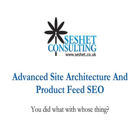 Advanced Site Architecture And Product Feed SEO