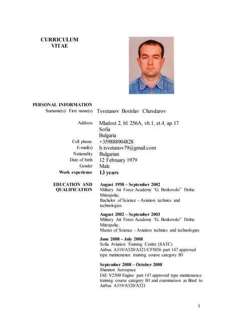 Borislav Tsvetanov CV