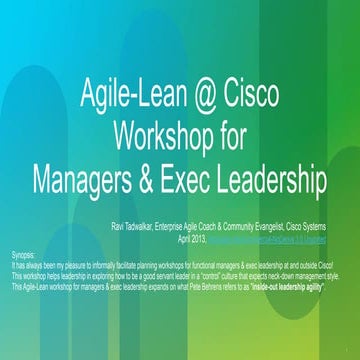 Agile lean workshop for managers & exec leadership