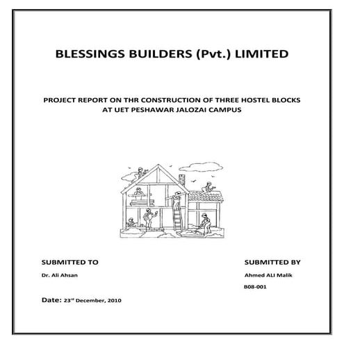 Project on construction of 3 block house report