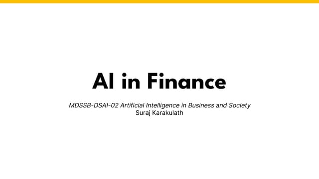 Artificial Intelligence applications in the Finance sector