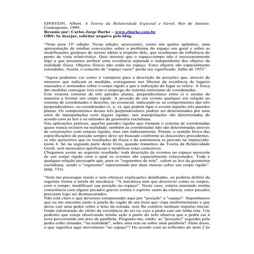 EINSTEIN - A Teoria da Relatividade