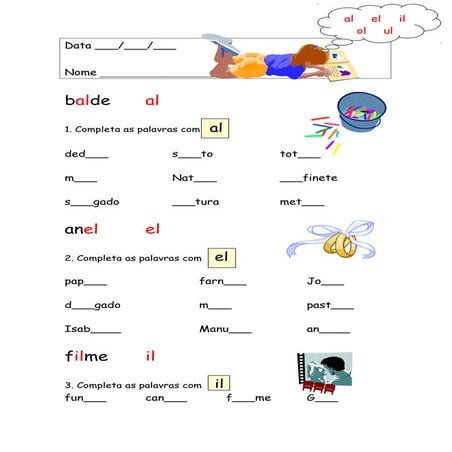 Ficha de caso de leitura  al,el,il, ol...