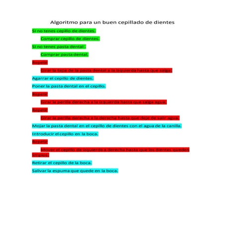 Algoritmo para un buen cepillado de dientes