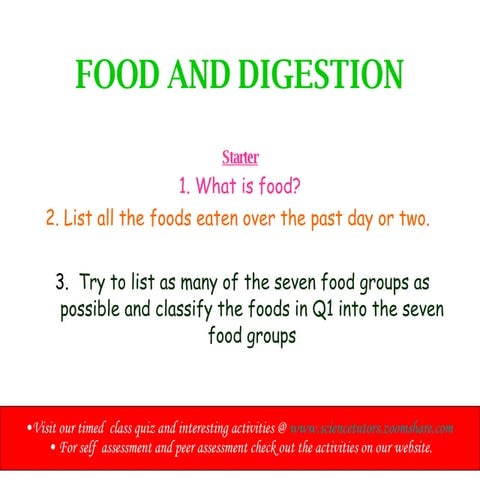 FOOD AND DIGESTION