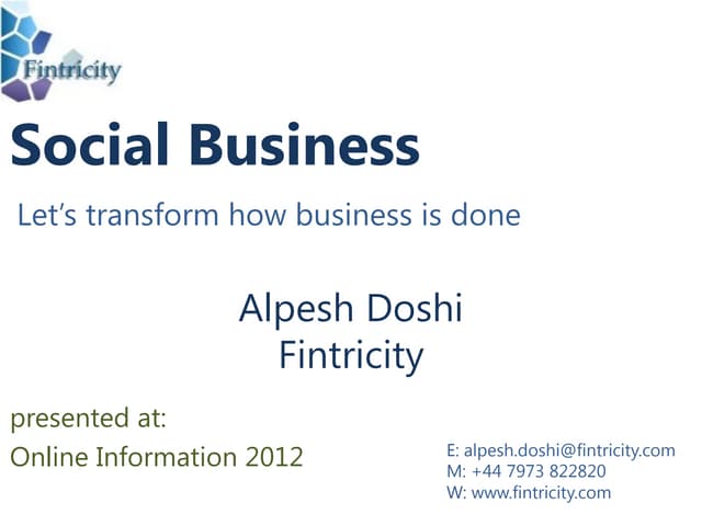 Social Business - Alpesh Doshi