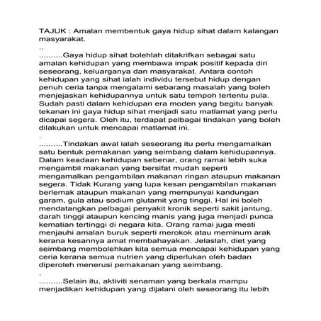 Amalan membentuk gaya hidup sihat