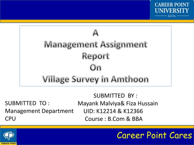 Village Business Plan by Mayank Malviya & Fiza Hussain