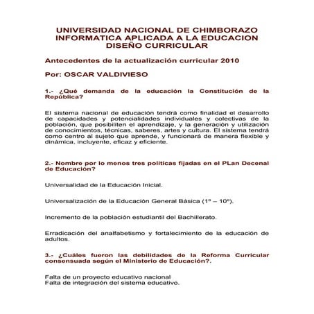 antesedentes de la actualizacion curricular