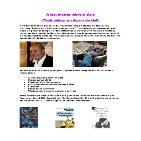 Ana. "Trois mètres au dessus du ciel"