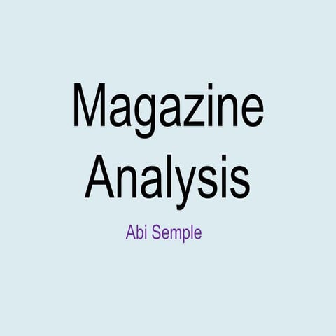 Analysis of magazines