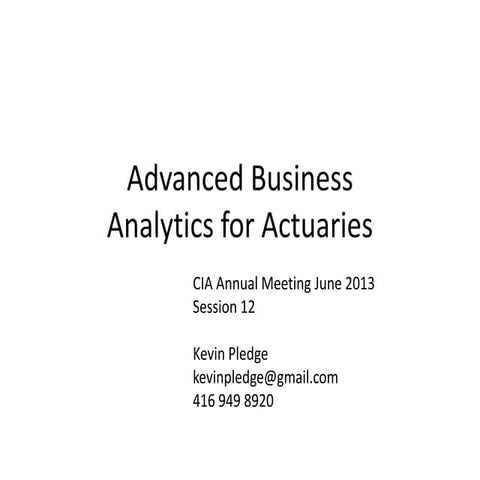 Analytics for actuaries cia