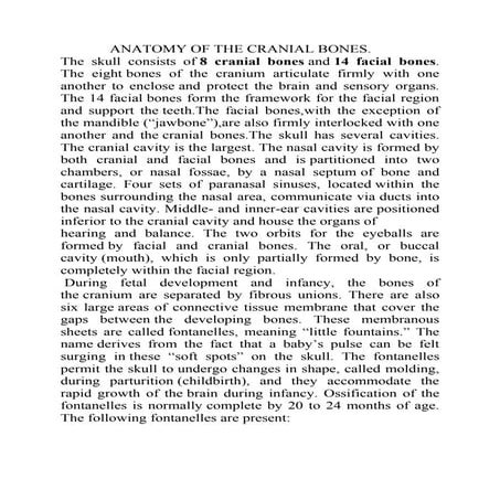 Anatomy of the cranial bones