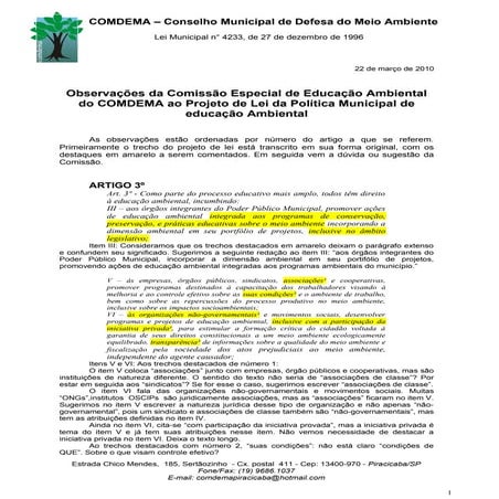 Anexo 3   ObservaçôEs Sobre O Projeto De Lei